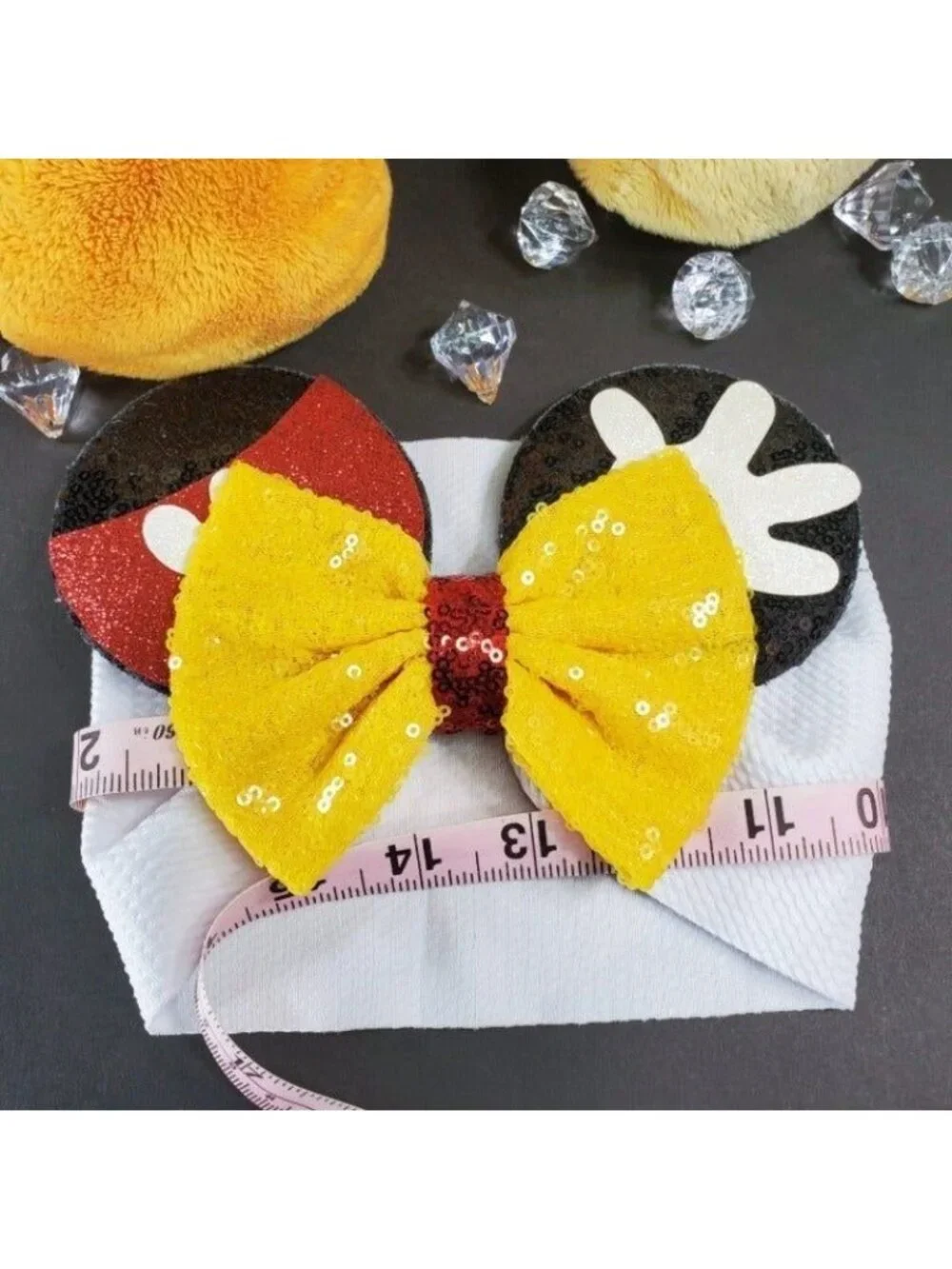 Mickey Mouse Ears Headband Turban Sequins Hair Bow Spa Head Wrap Hair Care Baby